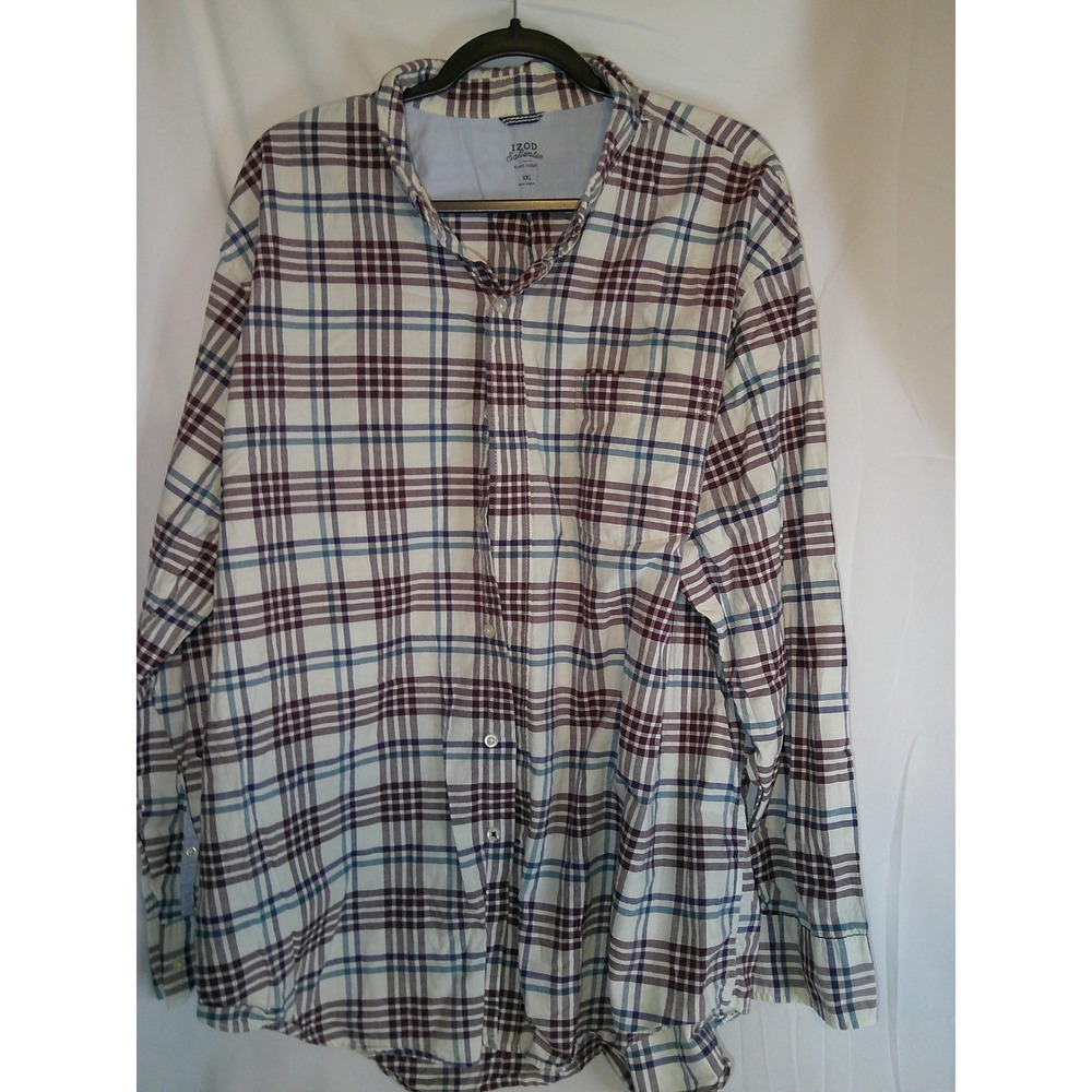 IZOD Saltwater XXL Mens Button Down Shirt‎ Plaid Relaxed Classics